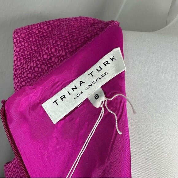 Trina Turk Women's NWT Purple Jacquard Designer Luxury Sheath Dress 6/C36 - Picture 6 of 8